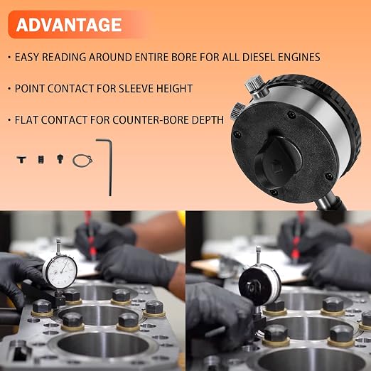 6434 Sleeve Height and Counter Bore Gauge Fits for All Diesel Engines, Range: 0-1.00" Graduation: 0.001" Reading: 0-100