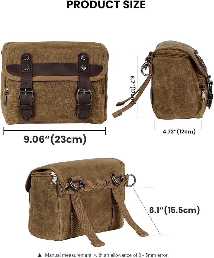 Motorcycle Bags Vintage Motorcycle Tool Bag Waterproof Messenger Bag Bike Tank Bag Saddle Bag Canvas Sissy Bar Bag Handlebar Bag for Powersports Camera Bag Gift for Men