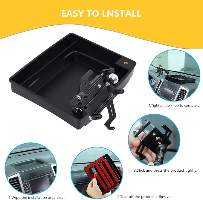 Car Dashboard Storage Tray Compatible with Nissan Frontier 2009-2017 ABS Dashboard Non-Slip Storage Organizer Tray with Phone Holder Mount Interior Accessories (Style D)