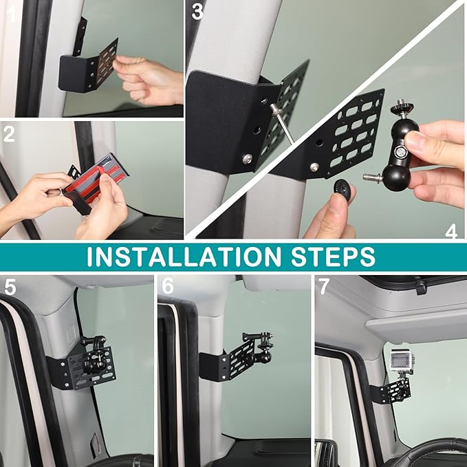 Car A-Pillar Handle Action Camera Mount Multifunctional Compatible with Ineos Grenadier 2020-2026, Automotive Driver Side A-Pillar Interior Extended Phone Holder Accessories