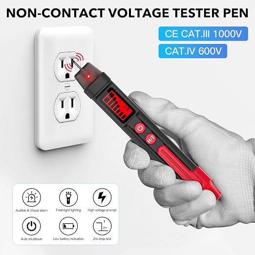 MESTEK Home Inspector Tool Kit with GFCI Outlet Tester, Moisture Meter, Upgraded AC50 Non-Contact Voltage Tester Pen, Electric Tester Kit with Carrying Case, Batteries