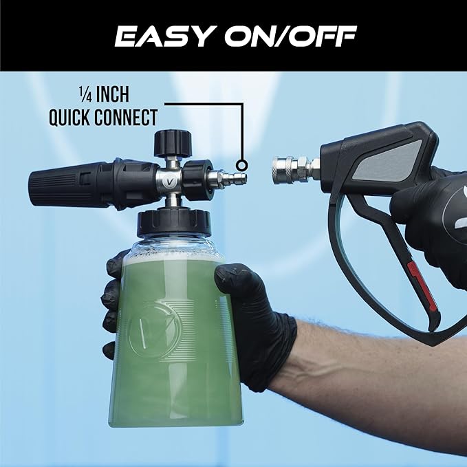 VIKING Professional Foam Cannon for Car, Adjustable Spray Nozzle, 1.1 Liter Soap Canister, 1/4" Quick Connect Plug for Pressure Washer and Car Detailing Kit