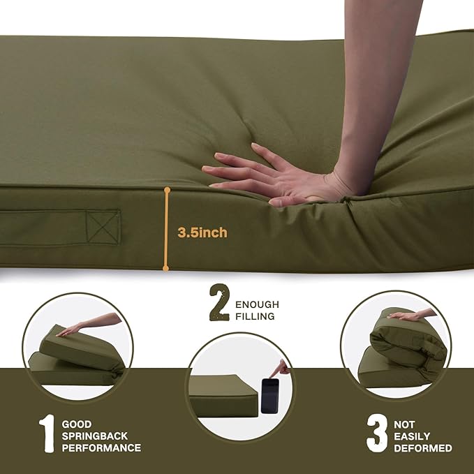 Outdoor Bench Cushion 4 inches Memory Foam Waterproof Patio Furniture Bench Cushion Porch Swing Cushion with Handle and Adjustable Strap, 48 x 18 Inch Sage Green