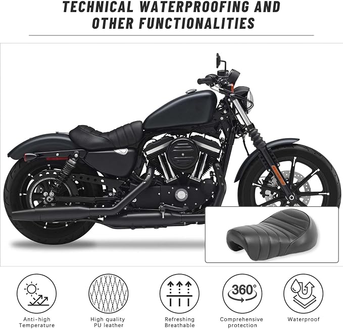 Motorcycle Driver Seat Seat Compatible with Harley Davidson 2016-2022 Sportster Iron 883 XL883N Models (Black-Driver)