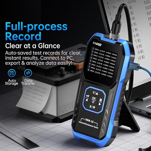 FNIRSI HRM-10 Voltage Internal Resistance Battery Tester, Milliohmmeter 100V 200Ω, Car Battery Tester, Battery Checker Tester for All Types of Batteries, AAA AA Battery, Household Battery Analyzer