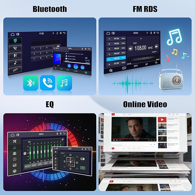 Single Din Car Stereo with Wireless Carplay Android Auto 10.1 Inch IPS Touchscreen Car Radio with Mirror Link Bluetooth 5.2 Handsfree FM RDS EQ USB SWC Car Audio Receiver Backup Camera