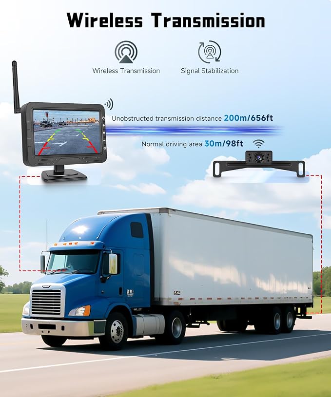 4.3 Inch Wireless Backup Camera for Car- License Plate Reverse Camera, DIY Guide Lines, Night Vision, IP68 Waterproof, Wide Angle, Image Flip, Rear View Camera for Truck Trailer RV Pickup SUV Camper