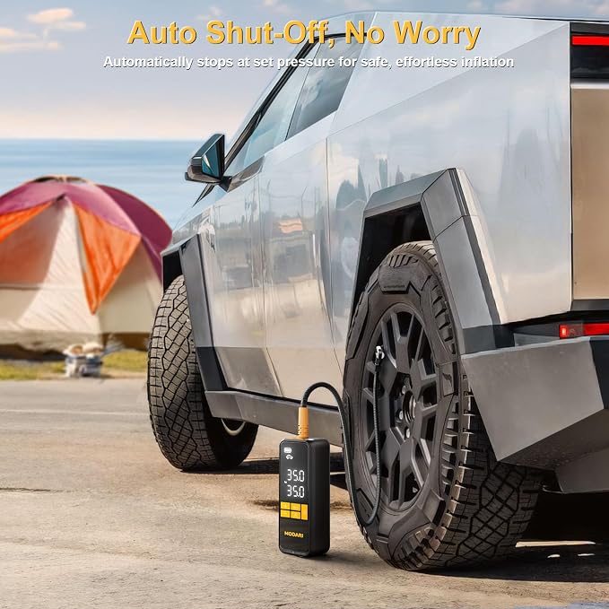 MODARI Tire Inflator Portable Air Compressor - 160 PSI Portable Tire Inflator for Car, Auto Shut-Off, Cordless Tire Inflators with Gauge for Car, Pickup, Bike and More, Black