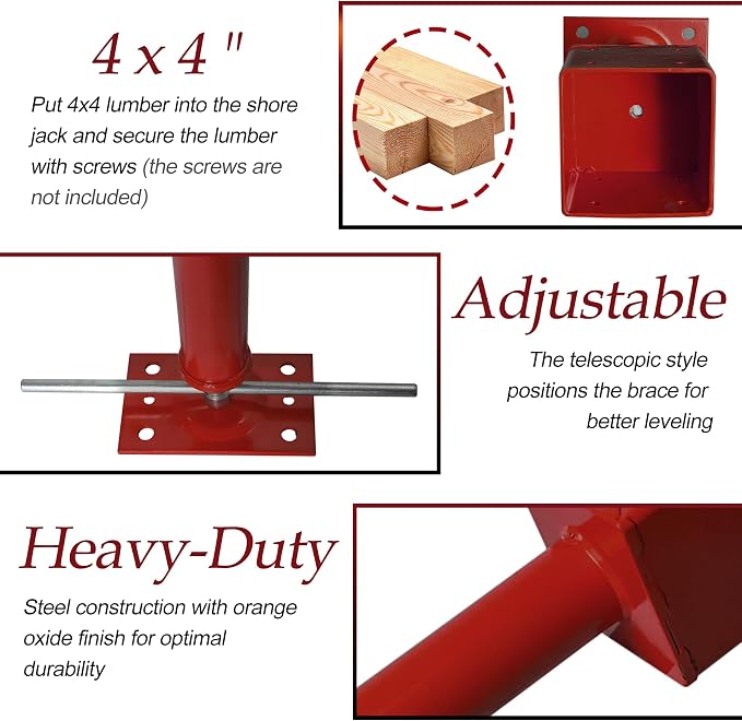 4x4 Screw Jacks, Adjustable Jack Post House Jacks for Leveling, 14.5" - 18.5" Height Adjust Range, Heavy Duty Floor Jacks Post Crawlspace Shed Lifting Jack, 24000 lbs Max Load Capacity