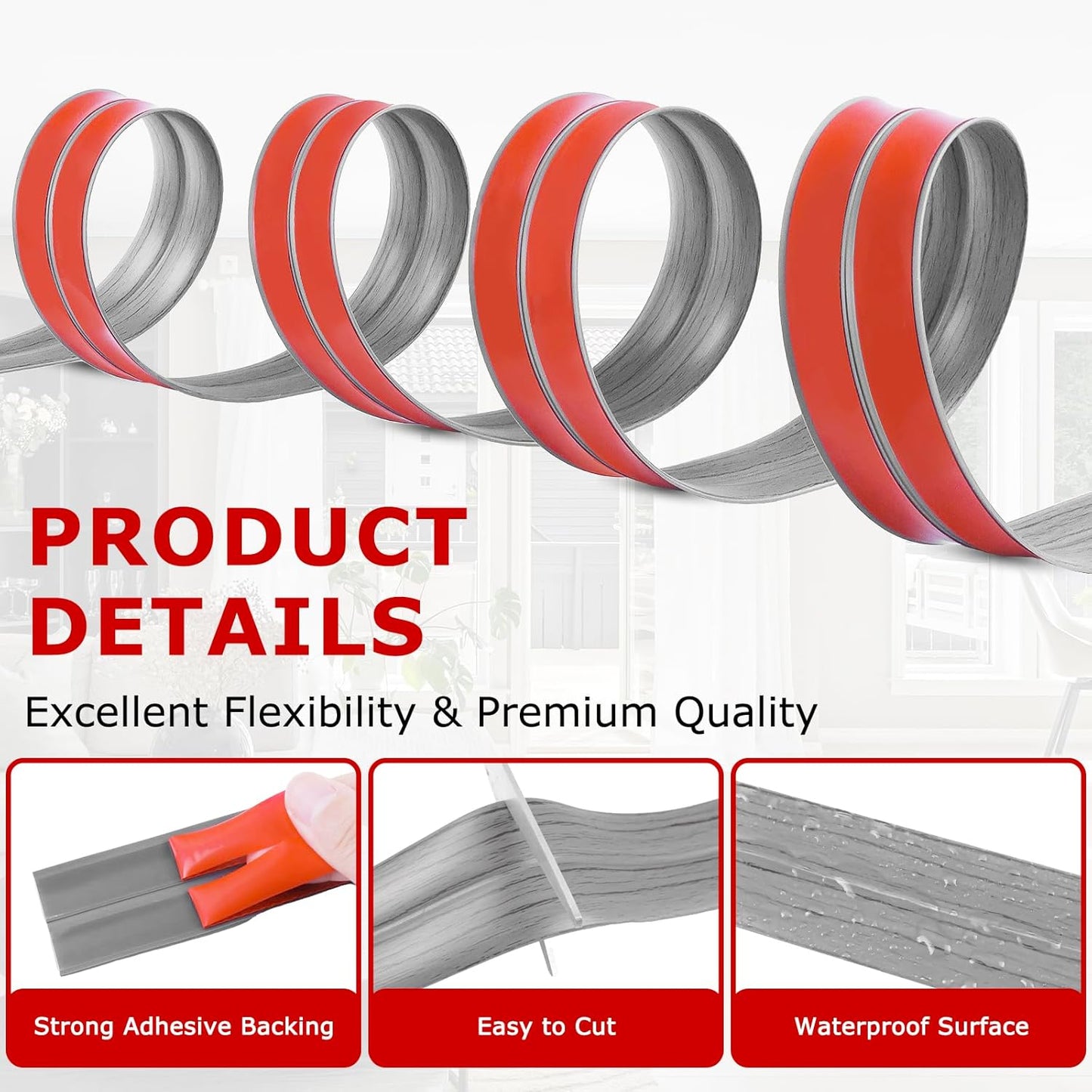 Flexible Wall Corner Protector Moulding Trim Peel and Stick Wall Corner Guards Edge Protector Self Adhesive Molding Trim Strip for Edge Ceiling (Light Gray Wood Grain, 0.8 in x 40 Ft)