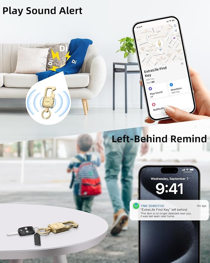 ExtreLife Keychain, Works with Apple Find My, Bottle Opener, Carabiner Car Key Chains with Gps Tracker
