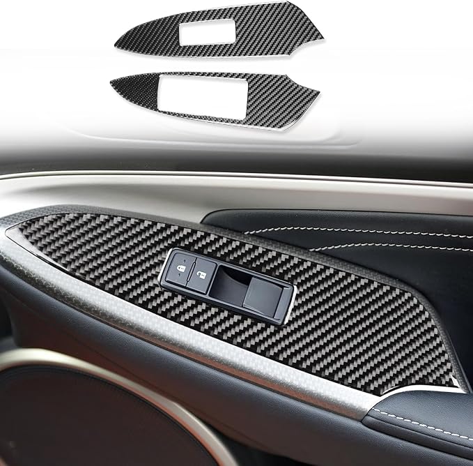 Soft Carbon Fiber Car Interior Window Lift 2/Piece Decorative Sticker for Lexus RC300 350 200T 15-24 Carbon Fiber Interior Accessories