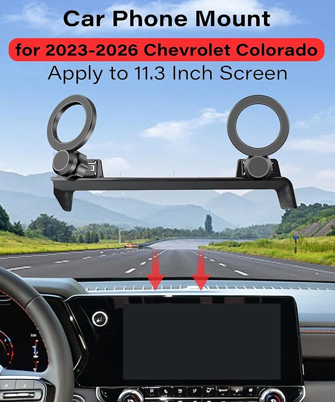 Magnetic Car Phone Mount for 2023 2024 2025 2026 Chevrolet Colorado Accessories,for MagSafe Strong Magnets Cell Phone Holder 11.3-Inch Screen Cradles,with Portable Phone Gripper 360° Rotation