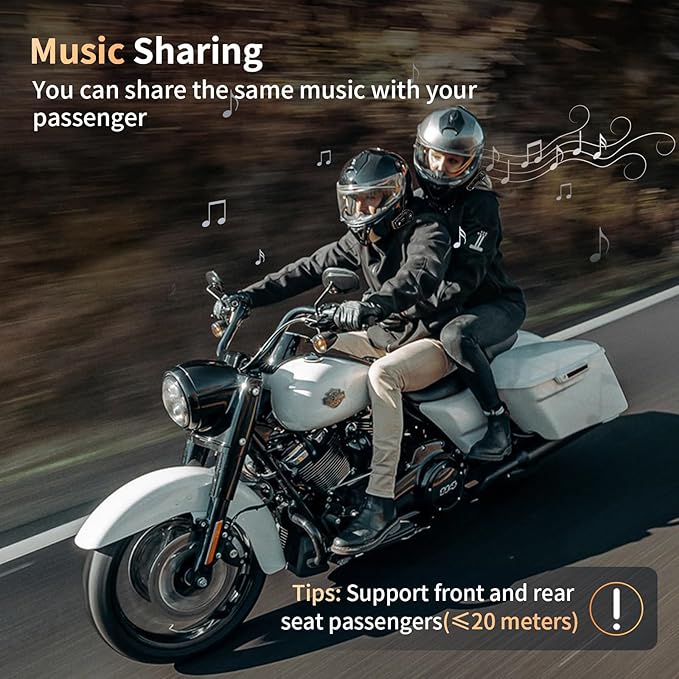 Fodsports FX8 PRO Motorcycle Bluetooth Intercom, 10-Rider Group Helmet Communication System, Music Sharing, Universal Wireless Interphone（APP/Waterproof/Stereo Music/GPS/2 Mics） (Single Pack)