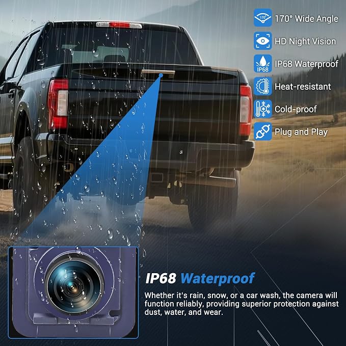 Backup Camera Compatible with Ford Super Duty F250 F350 F450 F550 F600 2017 2018 2019 2020 2021 2022, 6-Pin Plug Only, 170° Wide Angle HD Night Vision, Does NOT Include Towing Vision System