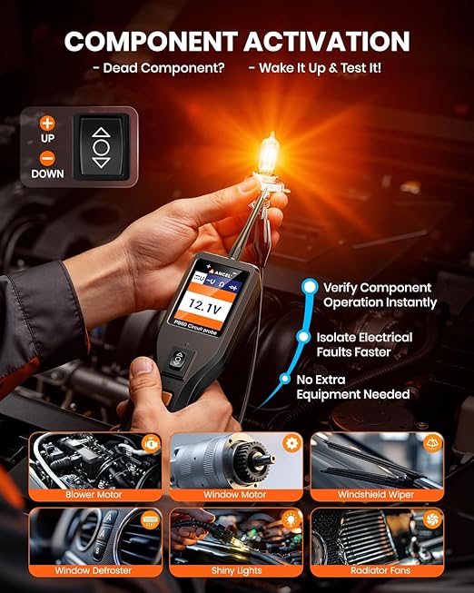ANCEL PB60 Automotive Power Circuit Probe Tester 12-24V, All-in-One Electrical Diagnostic Tool with Component Activation, Short Finder, Digital Multimeter Ohmmeter Functions for Cars Trucks RVs ﻿