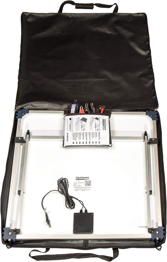 Optimate Solar 60W Travel kit, TM523-6TK, 6-Step 12V 5A Weatherproof Solar Battery Saving Charger & maintainer