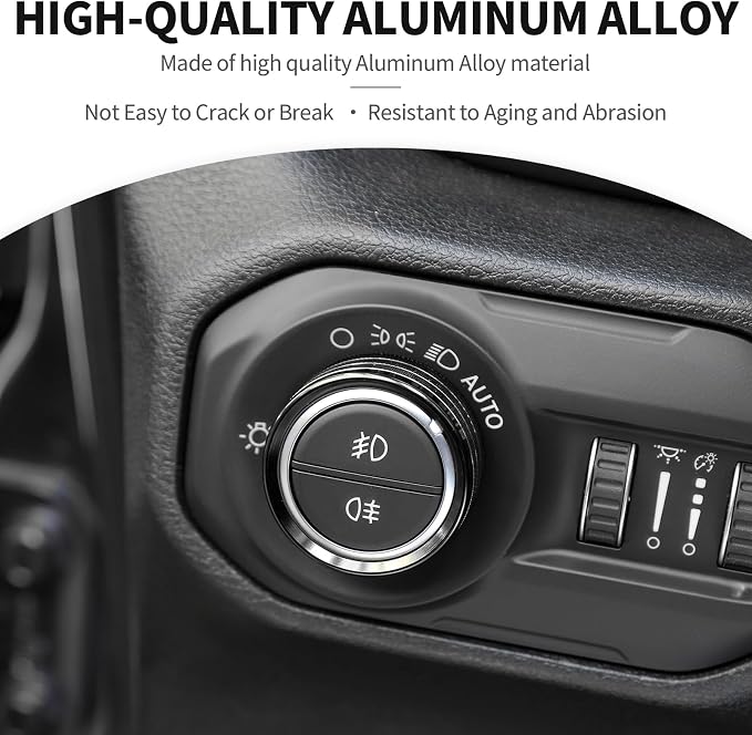JeCar JL Switch Button Covers Window Control Air Conditioner Headlight Volume Radio Knob Trims Interior Accessories Compatible with Jeep Wrangler JL JLU 2018-2026 & Gladiator JT 2020-2026, Black