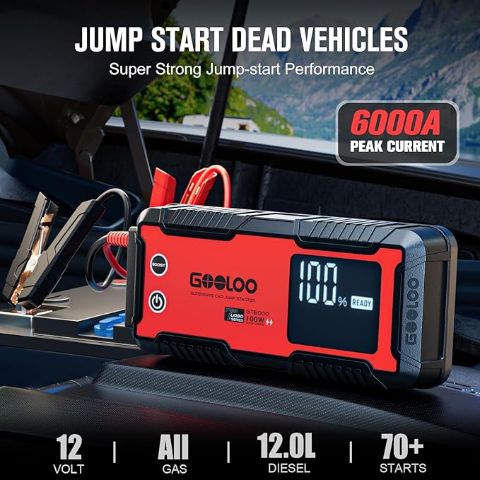 GOOLOO 6000A Jump Starter GT6000 & GOOLOO DEEPSCAN DS200 OBD2 Scanner Diagnostic Tool