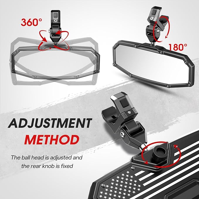 UTV Rear View Mirror,2026 New Flag UTV Mirrors-High Density 360° Adjustable Angle for 1.5 to 2.0 in Round Roll Cage,Compatible with Polaris RZR,Pioneer SXS,Kawasaki Mule KRX,Can Am X3