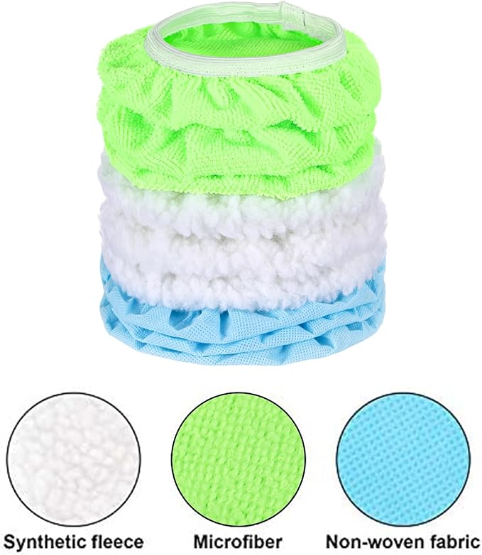 Mudder 20 Pieces Car Orbital Buffer Polisher Pad Bonnet Microfiber Max Bonnet Polishing Buffing Pad Cover(Fluorescent Green,5-6 Inches)