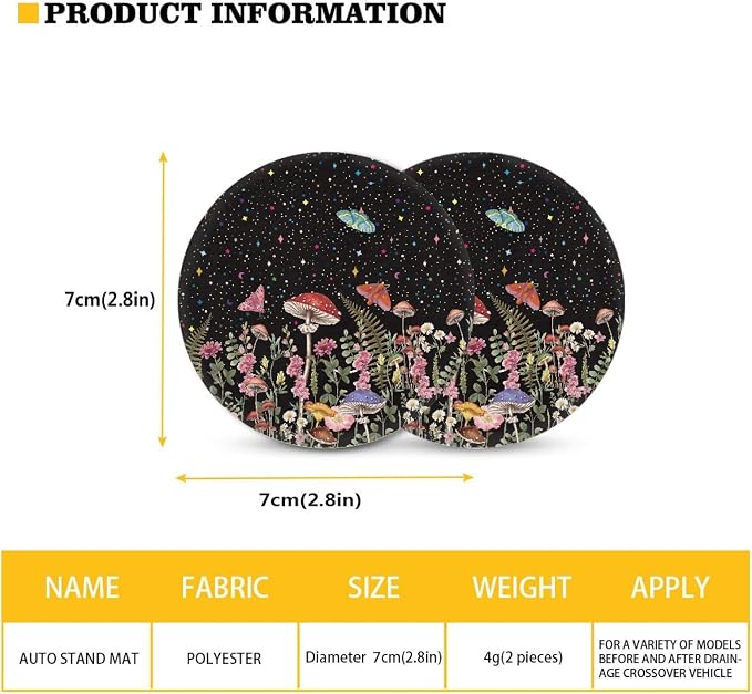Butterfly Mushroom Auto Seat Covers Universal Fit Car Steering Wheel Cover+2PCS Shoulder Seat Belt+2 Pcs Coaster+2 Pcs Key Chain+1 Pcs Chapstick Holder Pouch Mushroom Decor Accessories