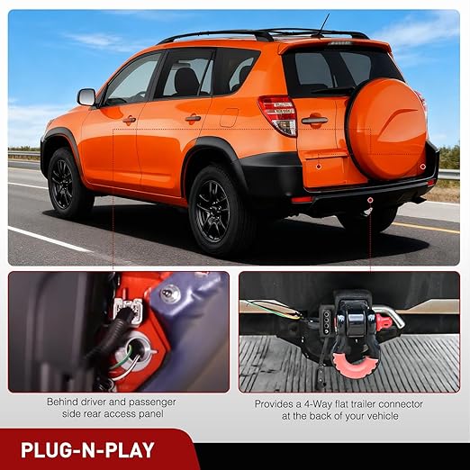 Nilight 4 Pin Trailer Wiring Harness Kit 56165 Vehicle Standard 4 Way Connector Custom for 2006 2007 2008 2009 2010 2011 2012 Toyota RAV4 Simple Fit Tow Hitch Accessories