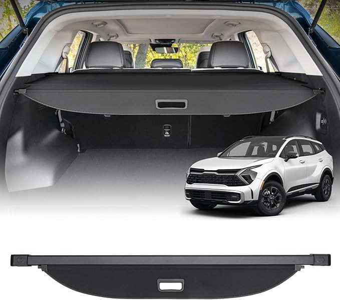 Powerty Retractable Cargo Cover for 2023-2026 Kia Sportage, Canvas Texture Trunk Cover Privacy Screen Rear Security Shade for Sportage Accessories