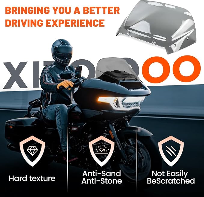 12" Wave Windshield Windscreen Wind Splitter Compatible for Harley Davidson Touring CVO/SE FLTRXSE 2023-2024 2025 2026 FLTRX/CVO ST FLTRXSTSE 2024-2026, Smoke