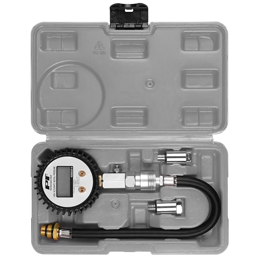 Performance Tool W89747 Digital Compression Tester - Accurate Diagnosis for Engine Performance, 300 PSI Gauge, Quick Disconnect Fitting, Stepped Adapters, Auto Shut-Off, Battery Included