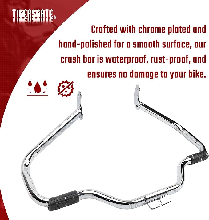 Softail Engine Guard Crash Bar 1.25" Fat Mustache Guard Highway Bar Designed for 2000-2017 Harley Heritage Softail Classic Deluxe Fat Boy FLSTF Models, with Anti-Slip Pedals, Chrome