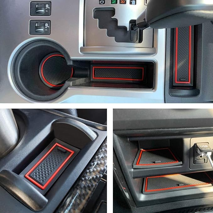 JDMCAR Center Console Tray and Custom Liner Accessories (2 Rows of Seats，Red Trim) Compatible with Toyota 4Runner 2010-2021 2022 2023