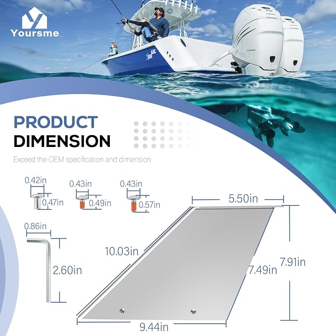 27412 Skeg Guard Skeg Protector Kit Marine-Grade Stainless Steel Fits for Mercury 200-225-250-300HP 4 Stroke ProXS Torque Master 4.6L V8 4.8" Torpedo 20" Shaft 2019-Present