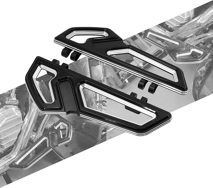 Driver Floorboards Rider Front Footboards Pedal Foot Peg Fit For Harley Touring Road King Road Glide Electra Glide Street Glide Softail Dyna Black base Chrome frame