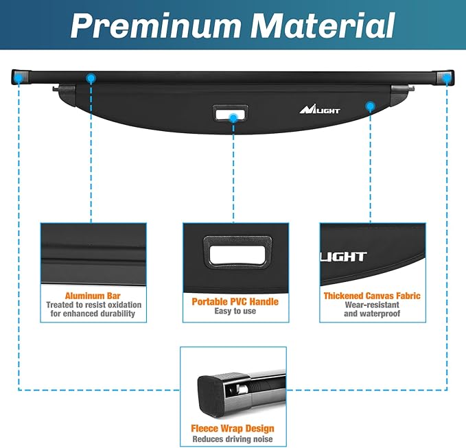 Nilight Trunk Cargo Cover for Kia Telluride 2020 2021 2022 2023 2024 2025, Retractable Security Shade Rear Cargo Cover, with Trunk Storage Net