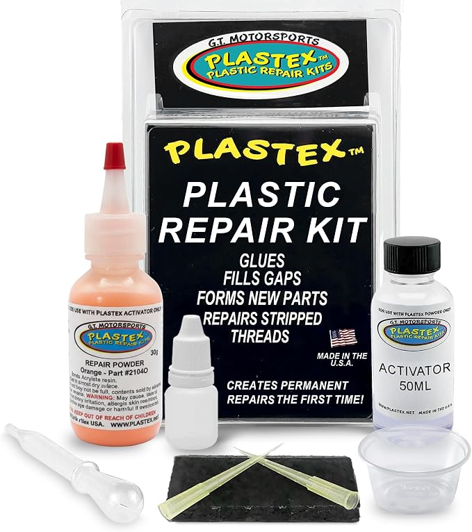 Plastex Plastic Repair Kits - Easily Glue, Repair or Remake Broken Plastic, Fiberglass, Wood & More! (Standard Orange Kit)