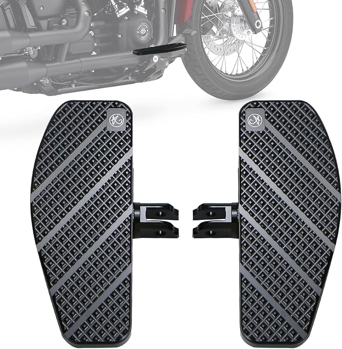 8.0“ Black Mini Footboards for Harley Davidson 2018-2024 FX Softail Breakout, Street Bob, FXDR 114, Fat Bob, Low Rider/S/ST, Softail Standard – Non-Slip Floorboards for Enhanced Comfort