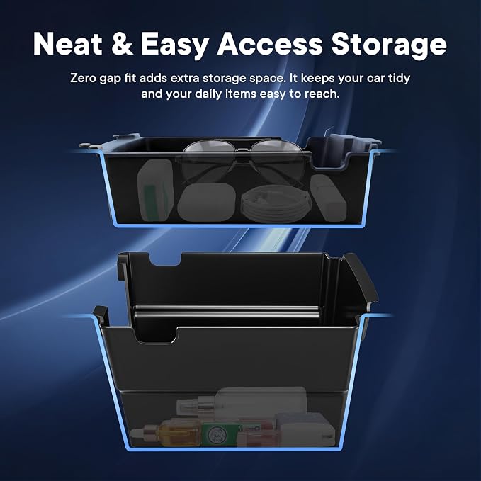 Center Console Organizer Fit for Ford Bronco 2025-2026 | 2PCS full size center console organizer tray, fit for 4-Door, armrest storage box set, anti-slip interior accessory
