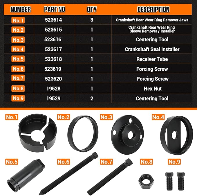7835 Rear Main Oil Seal Remover Installer Kit Replacement for 7.3L Diesel Engines 1994-2003