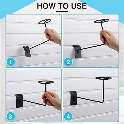 Kigley 6 Pcs Hat Display Wall Mount, Metal Hat Helmet Rack Retail Store Display Shelves Organizer, Slat Wall Accessories for Home Retail Shop Racks Craft Show Garage (Black)