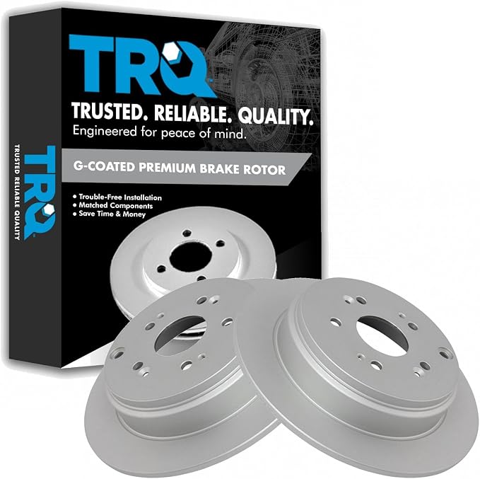 TRQ Rear Brake Rotor Set G Coated Solid Compatible with 2007-2018 Acura RDX 2005-2016 Honda CR-V