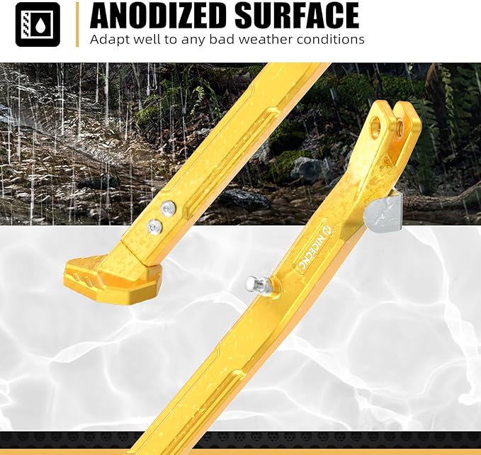 NICECNC Gold Kickstand Kick Stand Adjustable Sidestand Compatible with Suzuki DRZ400/DRZ400E/DRZ400S/DRZ400SM 2000-2020 2021 2022 2023 2024 See Fitment (Accessories not Included)