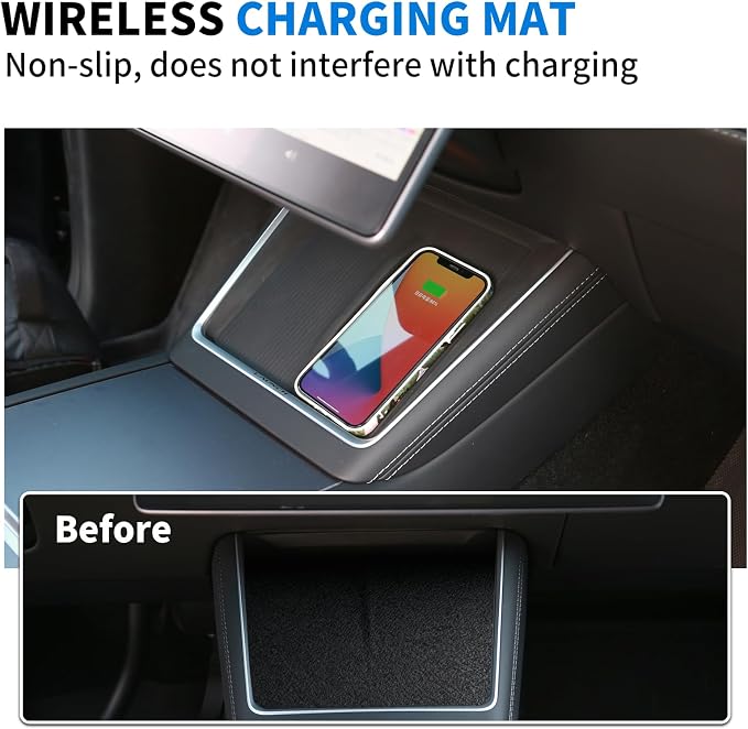 8PCS Tesla Model Y Juniper Accessories 2026, Center Console Organizer Tray Armrest Storage Box with Silicone Mats, Hidden Storage Box, Cup Holder Insert, Camera Cover