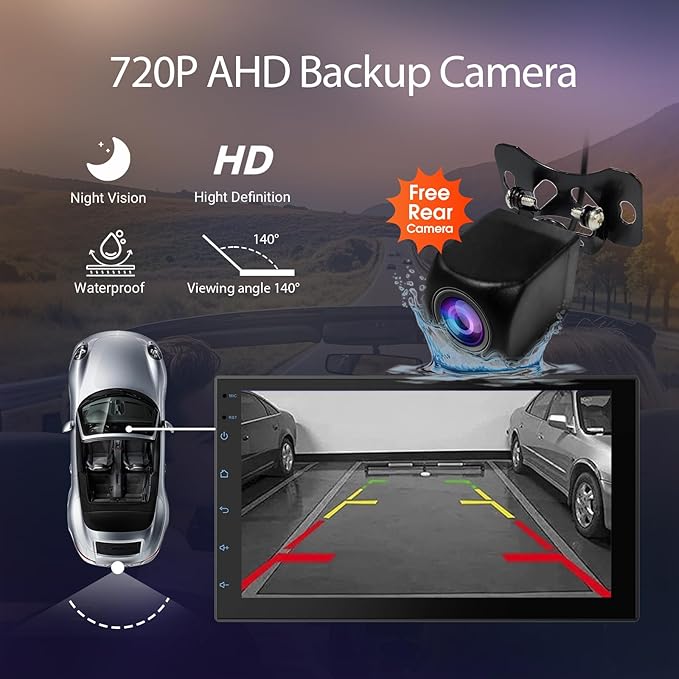 Haudio 7 “ Double Din Car Stereo, Touch Car Radio with Wireless Apple Carplay & Android Auto, Mirror Link, Bluetooth, SWC, Subwoofer Output, 5.1 CHN, Backup Camera, FM/AM Radio