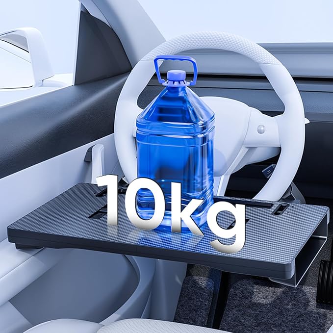 Carbon Fiber 3-in-1 Steering Wheel Tray Table & Car Seat Gap Filler Organizer & Centre Console Storage Box | Foldable Adjustable Car Desk/TableTray for Laptop, Eating & Work (【Foldable】 3-in-1) | Detachable Seat Gap Filler，0-30° Adjustable Angle，3-in-1...