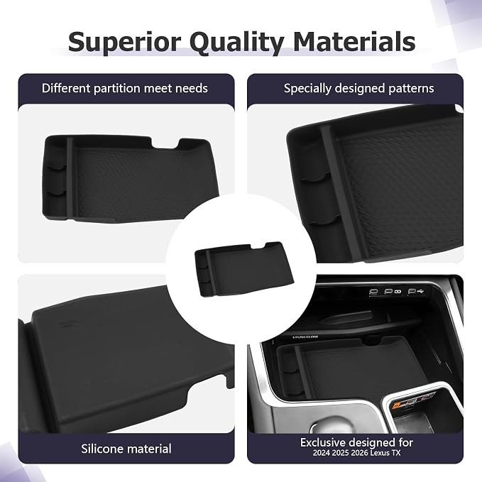 LUWU 2026 Lexus TX Under Wireless Charging Box Center Console Storage Tray Compatible with Lexus 2024 2025 2026 TX TX350/TX500h/TX500h+ Accessories Center Console Organizer Silicone Material