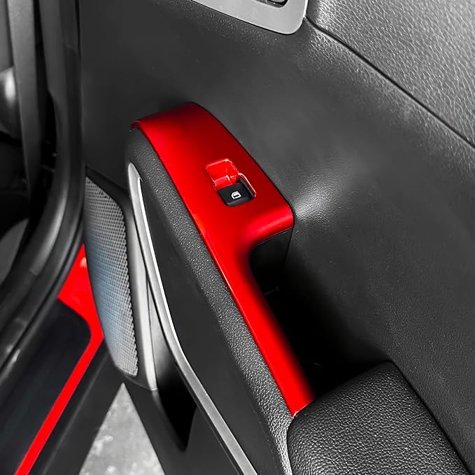 YOUTOOCAR 4PCS Window Switch Panel Trim Covers Compatible with Kia Soul 2022-2026 Accessories (Red)