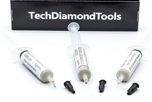 TechDiamondTools Kit of 3 Diamond Polishing Compound Polishing Paste USA Made 3000 5000 14000 Grit for Marble Glass Metal Rock Jewelry Resin Silver Gemstone with High Concentration of Diamond Powder