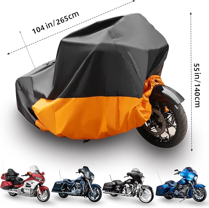 420D Motorcycle Cover Waterproof Outdoor, Fit for Cruiser Models Harley Davidson Iron 883, Fat Boy, Softail Slim, Softail Standard, Street Bob 114, Sport Glide with Storage Bag