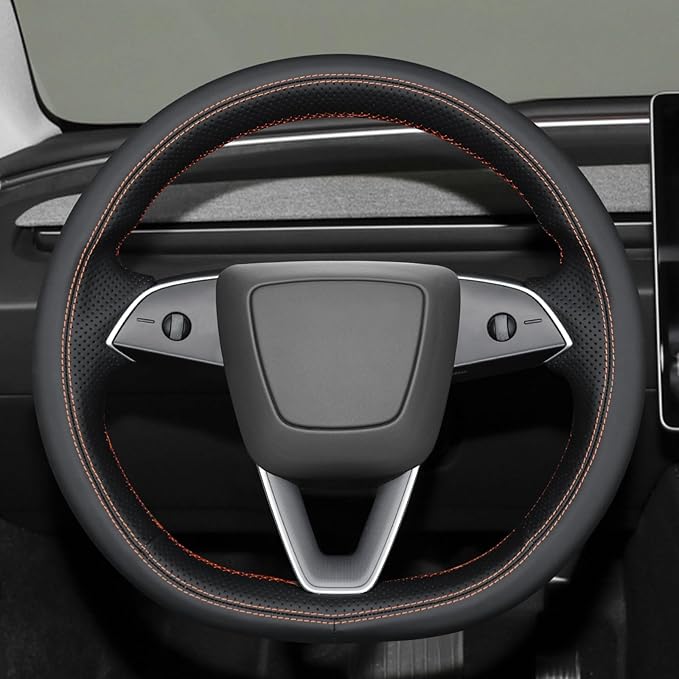 MEWANT Hand Sewn Steering Wheel Cover for Tesla Model Y Juniper Tesla Model 3 Highland 2025 DIY Steering Wheel Wrap
